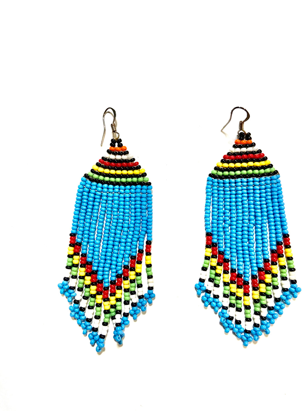 Beaded stings earrings (light blue)