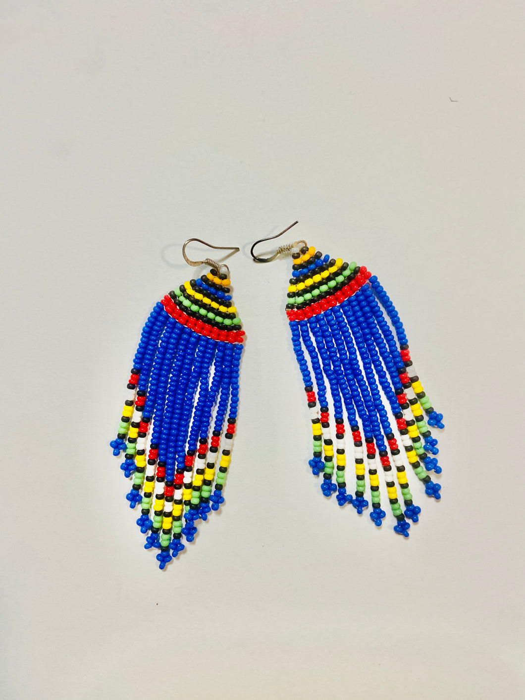 Beaded strings earrings(bright blue)