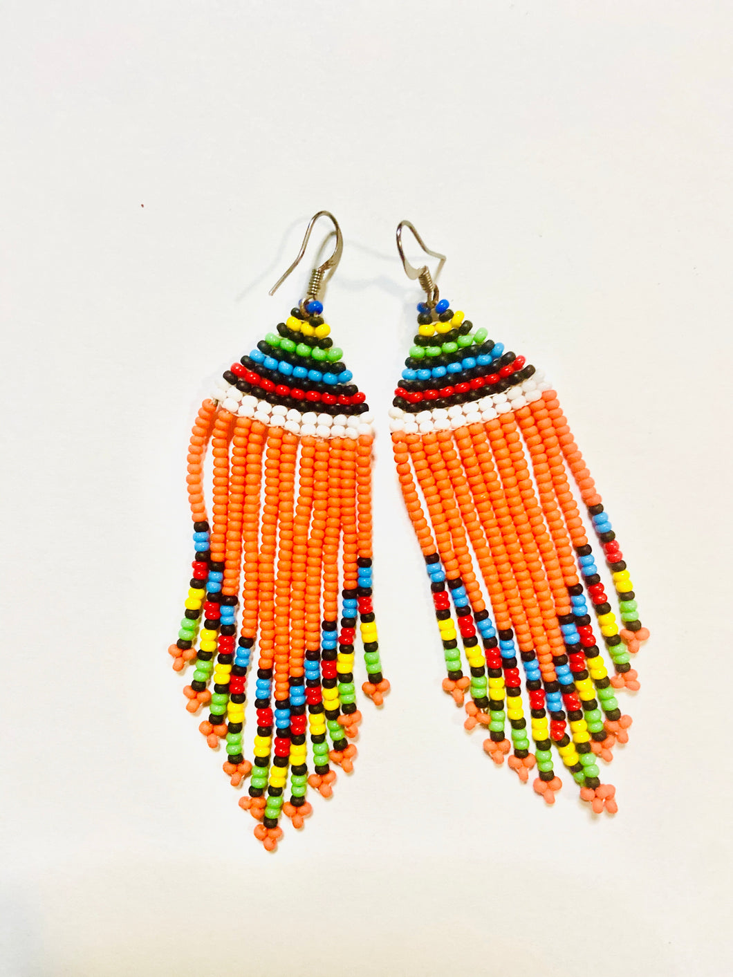 Beaded strings earrings(deep orange)